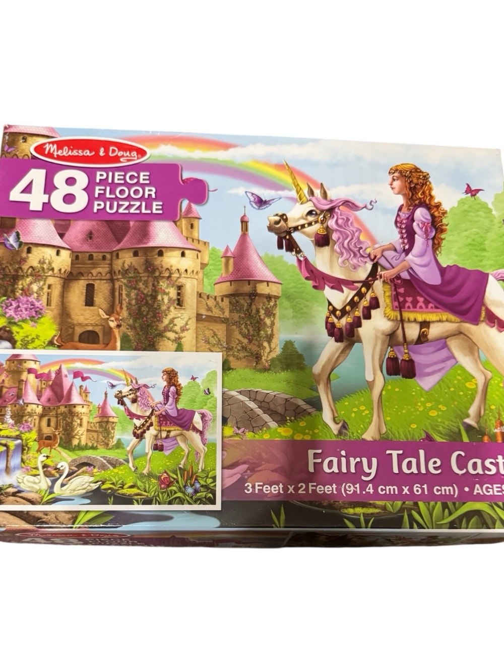 Melissa & Doug Fairy Tale Castle 48 Piece Floor Puzzle Princess Unicorn 3+